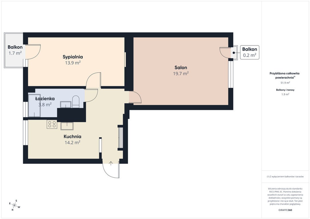 2 pokoje, 52 m², 2 balkony, II piętro - Widok 5