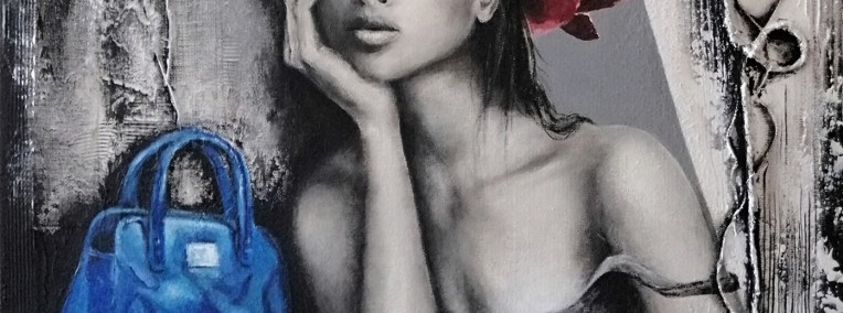Obraz akrylowy, ręcznie malowany, kobieta-1