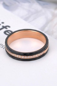 Nowy pierścionek obrączka złoty czarny kolor stal szlachetna ceramiczny białe-2