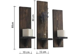 Zestaw 3 półek ściennych lite drewno świerkowe półka wisząca komplet