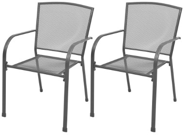 vidaXL Krzesła ogrodowe, sztaplowane, 2 szt., stalowe, szare 42705-1