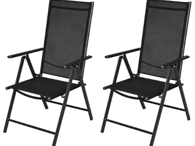 vidaXL Składane krzesła ogrodowe, 2 szt., aluminium/textilene, czarne 41730-1