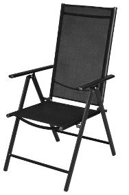 vidaXL Składane krzesła ogrodowe, 2 szt., aluminium/textilene, czarne 41730-2