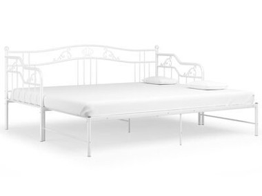 vidaXL Sofa z wysuwaną ramą łóżka, biała, metalowa, 90x200 cm-1