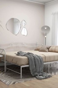 vidaXL Sofa z wysuwaną ramą łóżka, biała, metalowa, 90x200 cm-2