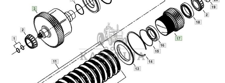 John Deere 9620 DF500 - skrzynia biegów - wał wałek zębaty YZ501731-1