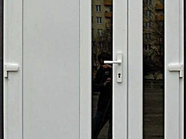 	 drzwi białe PVC sklepowe szyba NOWE zewnętrzne 130x210 cięka-1
