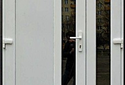 	 drzwi białe PVC sklepowe szyba NOWE zewnętrzne 130x210 cięka
