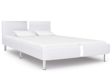 vidaXL Rama łóżka, biała, sztuczna skóra, 120 x 200 cm 280832-1