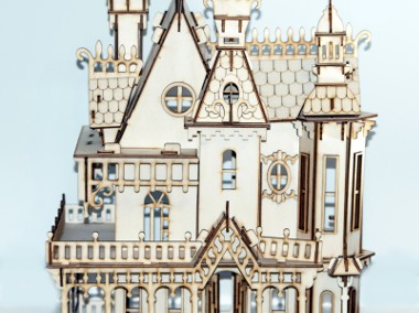 Zamek w stylu gotyckim 3D puzzle z drewna-1