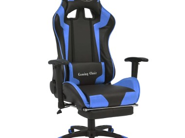 vidaXL Rozkładane krzesło biurowe z podnóżkiem, niebieskie20177-1