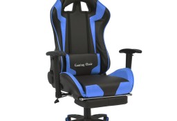 vidaXL Rozkładane krzesło biurowe z podnóżkiem, niebieskie20177