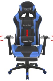 vidaXL Rozkładane krzesło biurowe z podnóżkiem, niebieskie20177-2