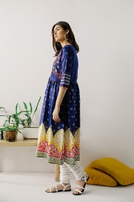 Nowa sukienka indyjska XL 42 niebieska kolorowa na lato etno boho bohemian -2