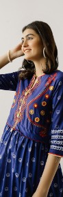 Nowa sukienka indyjska XL 42 niebieska kolorowa na lato etno boho bohemian -4