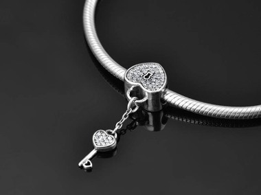 Pandora Charm zawieszka serce klucz kłódka miłość-1