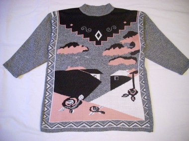 Szary sweter z wzorem L 40 42-1