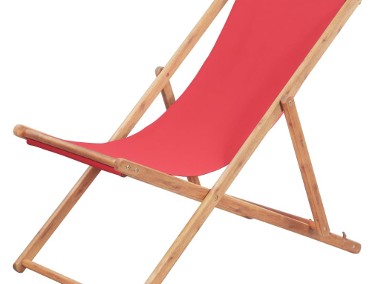 vidaXL Składany leżak plażowy, tkanina i drewniana rama, czerwony 43999-1