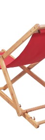 vidaXL Składany leżak plażowy, tkanina i drewniana rama, czerwony 43999-3