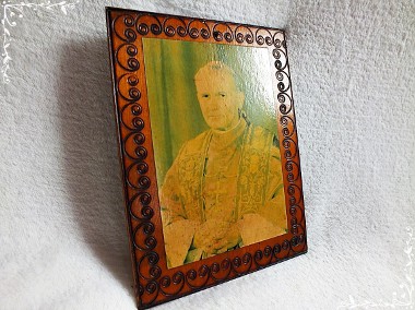 Stary mały obrazek w drewnie Święty Jan Paweł II Papież-1