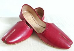 Czerwone skórzane buty balerinki 39 skóra orient indyjskie khussa mojari jutti