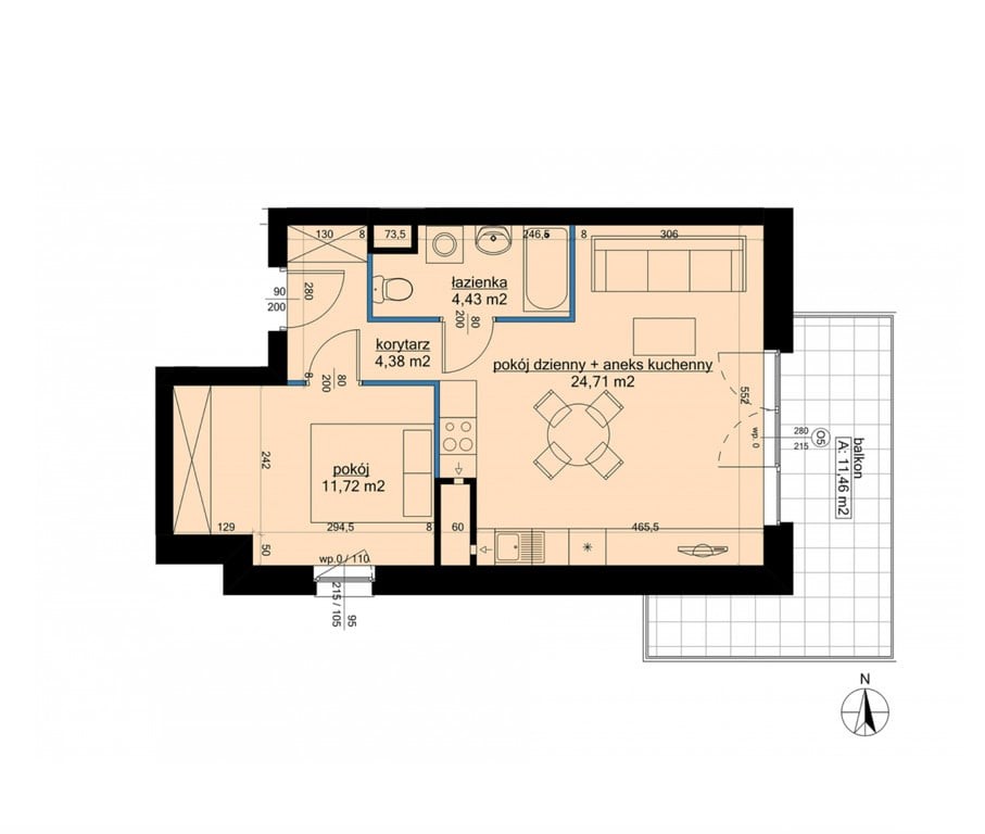 JASNE - WIELKI BALKON - DWUSTRONNE - PREMIUM - 46m - Widok 2