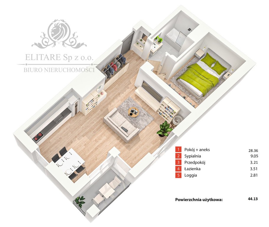 REZERWACJA/Dwupokojowe mieszkanie 44,13 m² tuż obok Sky Tower, Powstańców Śląskic - Widok 3