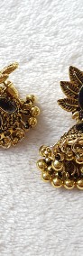 Nowe kolczyki jhumki orientalne złoty kolor czarne dzwonki boho gypsy bohemian-4