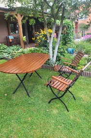 Drewniano-metalowy stół ogrodowy z zestawem sześciu krzeseł-2