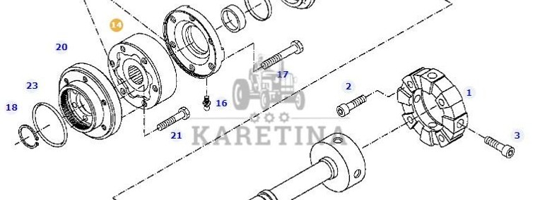 Fendt 414 Vario - przedni WOM - obudowa kosza sprzęgła H716150200060-1