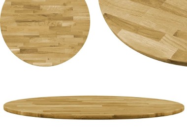 vidaXL Okrągły blat do stolika z litego drewna dębowego, 23 mm, 600 mm 245983-1