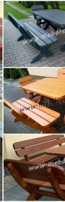 Zestaw Stół drewniany ogrodowy z ławkami i fotelami-4