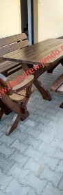 Zestaw Stół drewniany ogrodowy z ławkami i fotelami-3