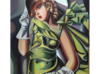 Tamara Łempicka- W kapeluszu- obraz akrylowy, rękodzieło 50 na 70 cm-1
