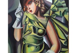 Tamara Łempicka- W kapeluszu- obraz akrylowy, rękodzieło 50 na 70 cm