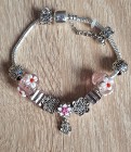 Nowa bransoletka srebrny kolor różowa koraliki beads modułow