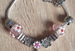 Nowa bransoletka srebrny kolor różowa koraliki beads modułow