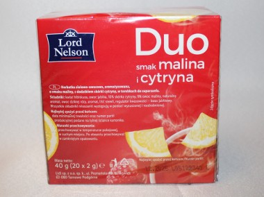 Lord Nelson herbata owocowa Duo smak malina cytryna 20 torebek malinowa-2