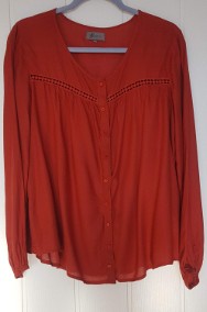 Czerwona bluzka koszula Reserved 40 L ceglana czerwień wiskoza etno haft-2