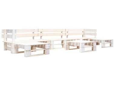 vidaXL 6-częściowy zestaw mebli ogrodowych z palet, drewno, biały 277399-1