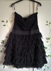 Czarna sukienka mini koronka 34 XS 36 S falbany falbanki romantyczna