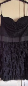 Czarna sukienka mini koronka 34 XS 36 S falbany falbanki romantyczna-3