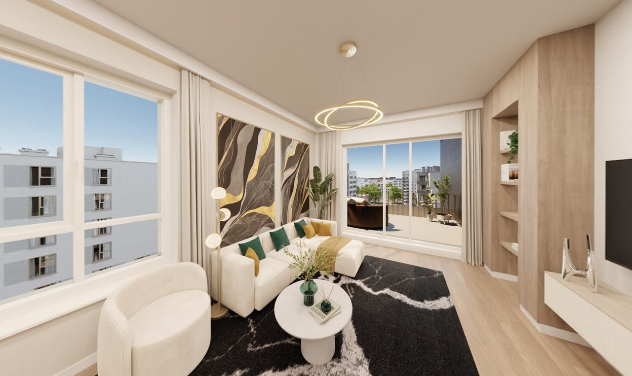 Apartament z widokiem na panoramę miasta. 3m wysoki. Tramwaj, autobus