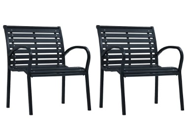 vidaXL Krzesła ogrodowe, 2 szt., czarne, stal i WPC47939-1