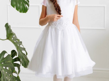 Biała suknia dla dziewczynki na przebranie po komunii, sukienka dla druhny r.152-1