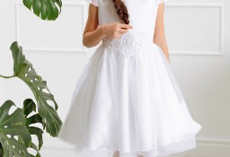 Biała suknia dla dziewczynki na przebranie po komunii, sukienka dla druhny r.152