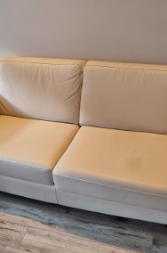 Skórzana sofa 3os, z funkcją spania, rozkładana oraz skórzany fotel - kolor ecru-2