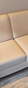 Skórzana sofa 3os, z funkcją spania, rozkładana oraz skórzany fotel - kolor ecru-3