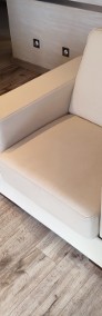 Skórzana sofa 3os, z funkcją spania, rozkładana oraz skórzany fotel - kolor ecru-4