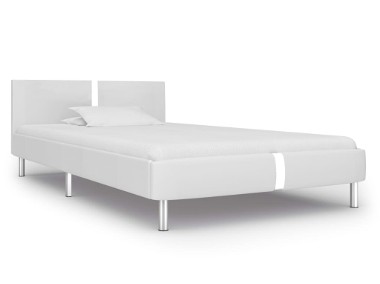 vidaXL Rama łóżka, biała, sztuczna skóra, 90 x 200 cm 280831-1